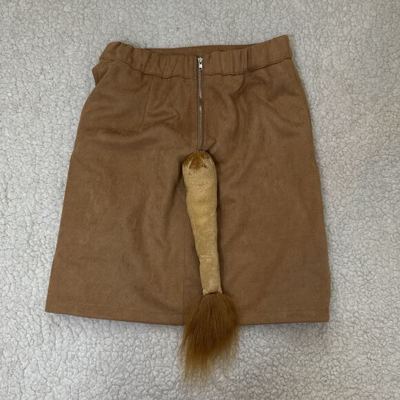 Lion Costume Women Size Small Lion Tail On Tan Faux Suede Mini Skirt Cosplay - Picture 1 of 5